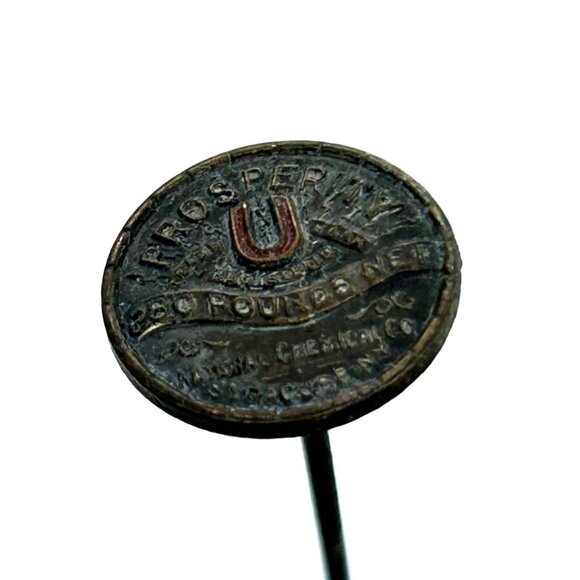 Antique Advertising Hat Pin Prosperity U 250 Pound Net  Early 1900s Edwardian - Picture 6 of 16